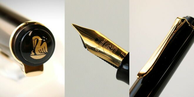 ペリカン Pelikan クラシックP200 ブラック ゴールド 万年筆 両用式 