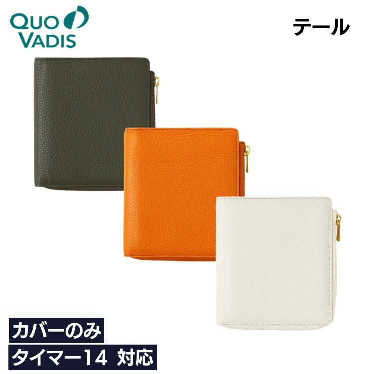 Quo Vadis システム手帳 カバー イエロー クオバディス タイマー14 システム手帳 Lジップ テール 牛革 カバー