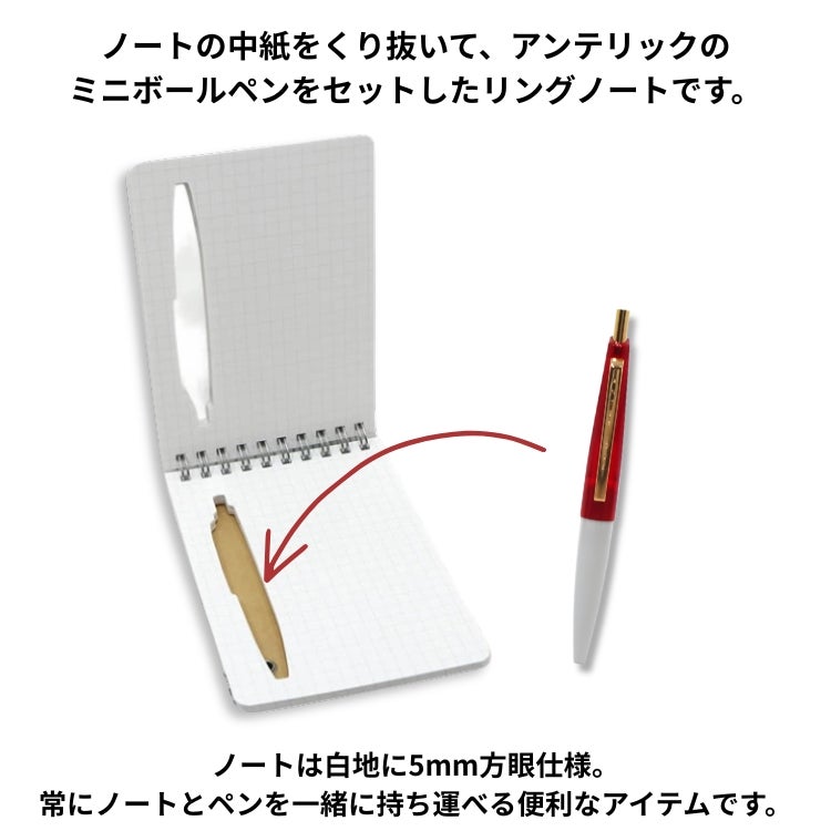 アンテリック スクリブルノート ミニボールペン付 B7 anterique 5mm