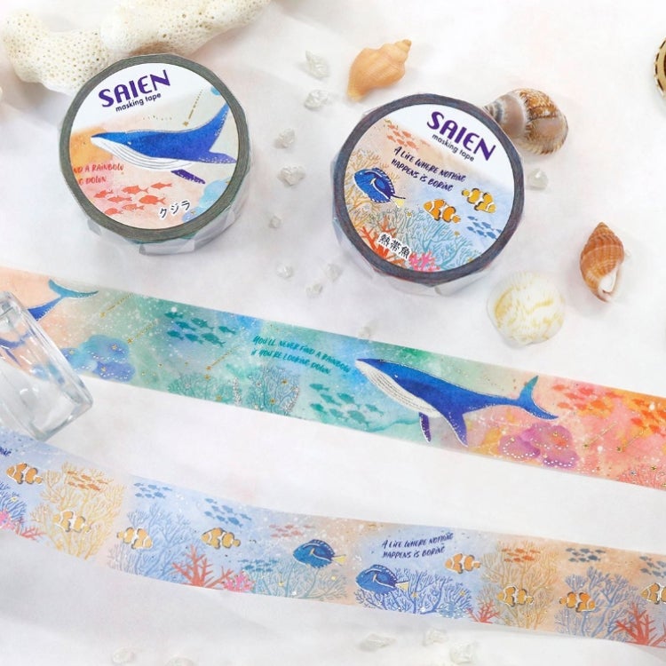 SAIEN マスキングテープ 20mm 【Marine Life】 カミイソ産商 金箔